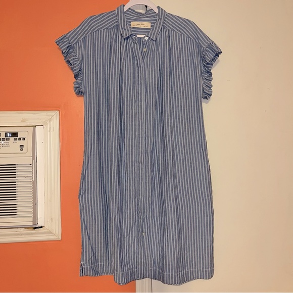 Isabella Sinclair Anthropologie Piper Blue Striped Shirt Dress - Picture 4 of 15